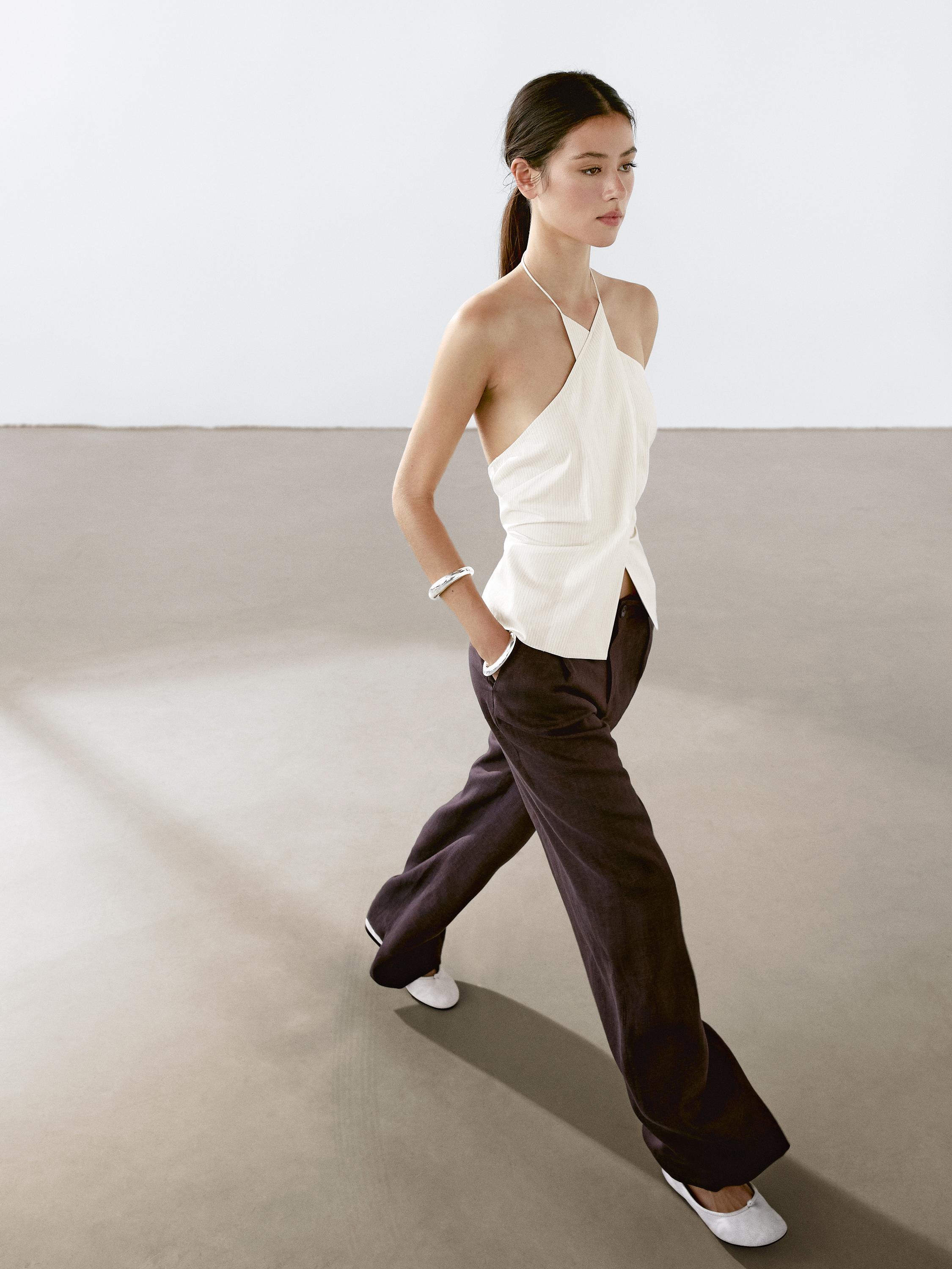 100% linen relaxed fit trousers